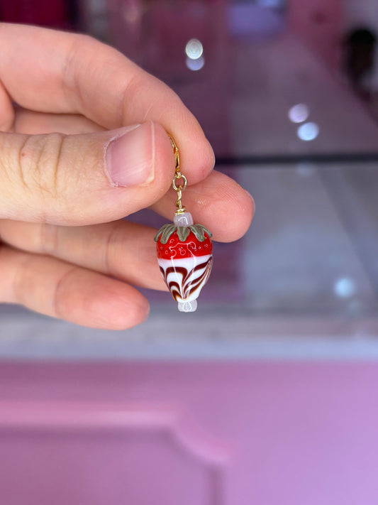Glass Chocolate Covered Strawberry Charm