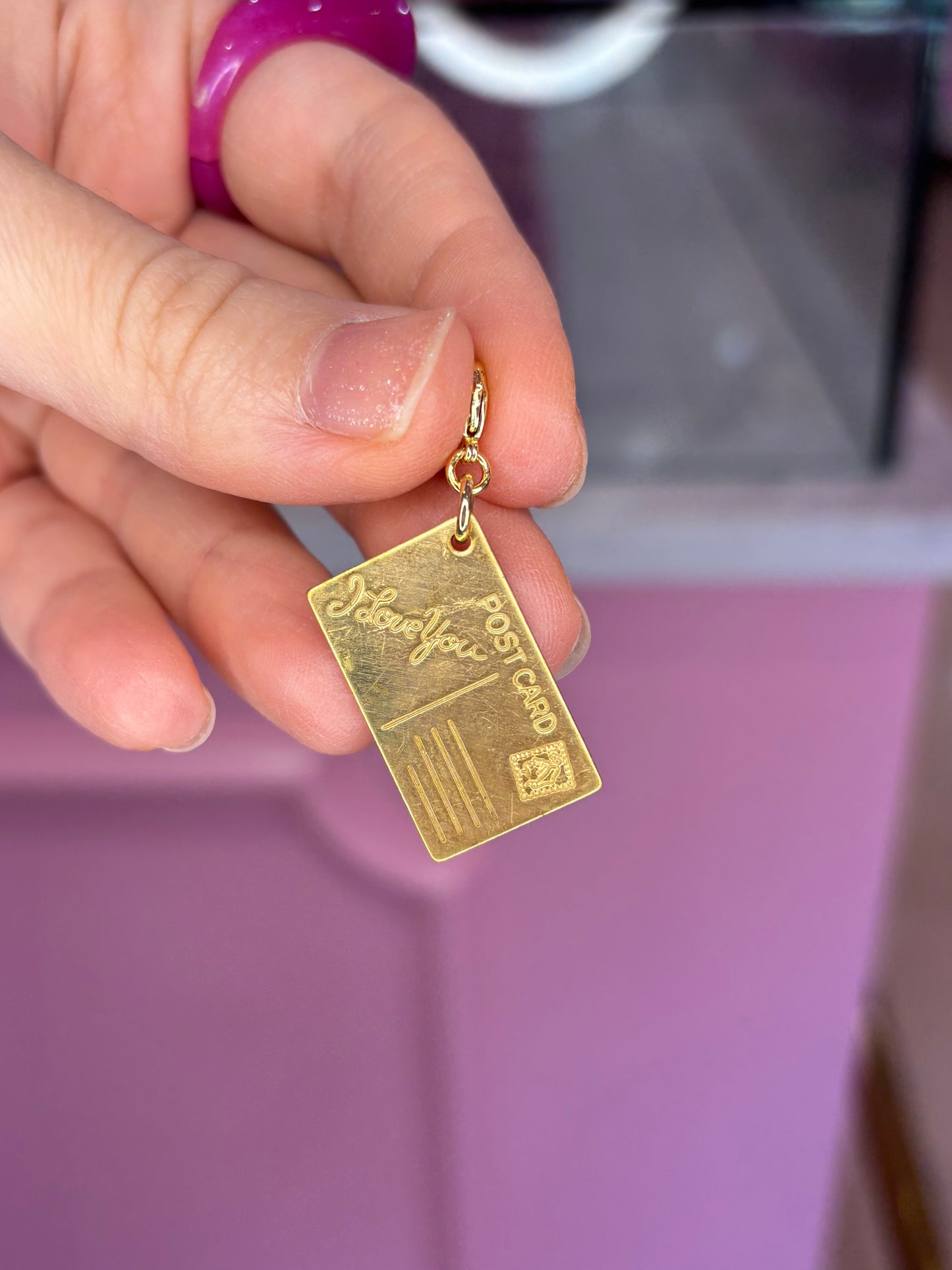 Brass Post Card Charm