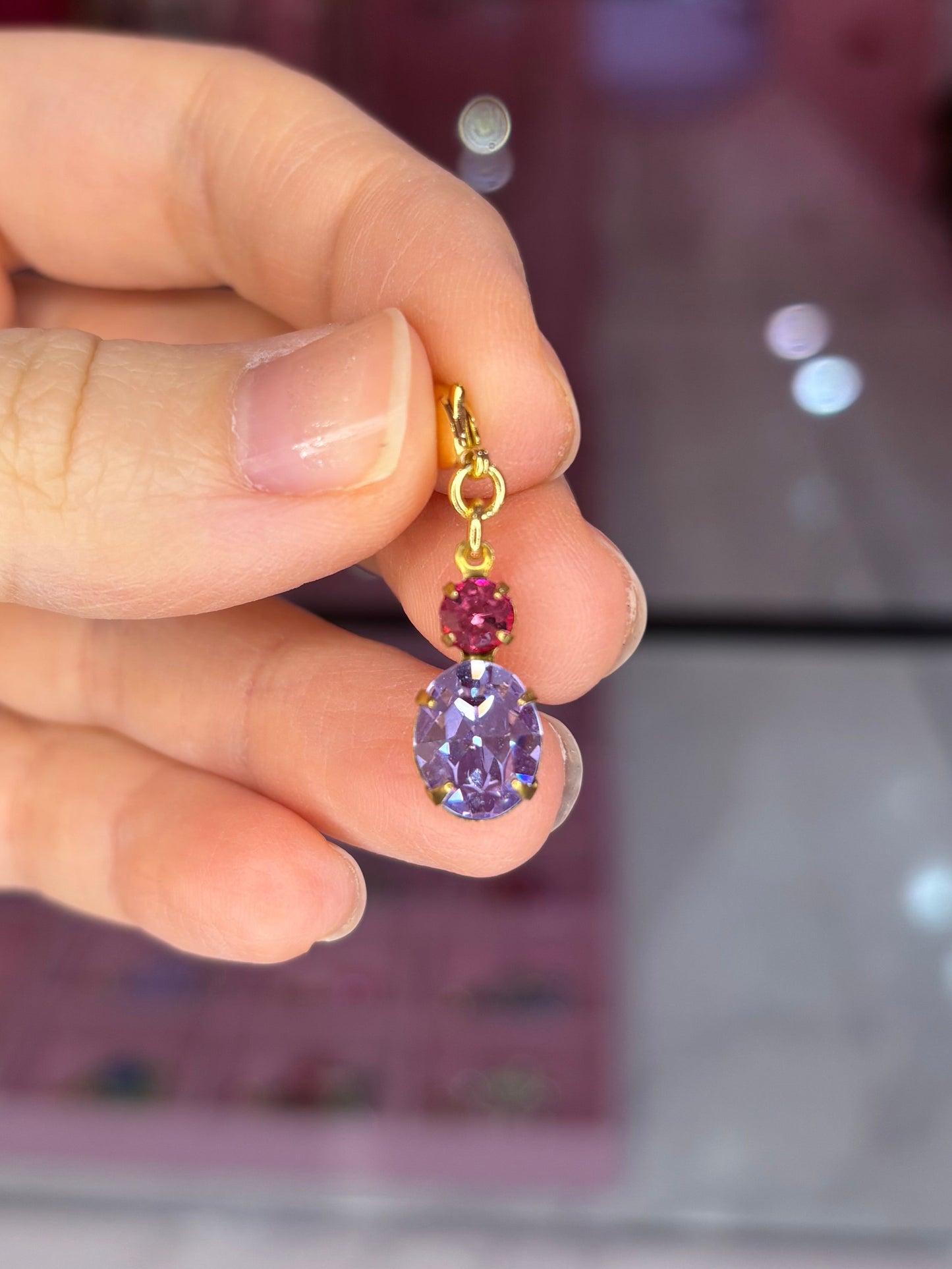 Vintage Pink & Purple Crystal Charm
