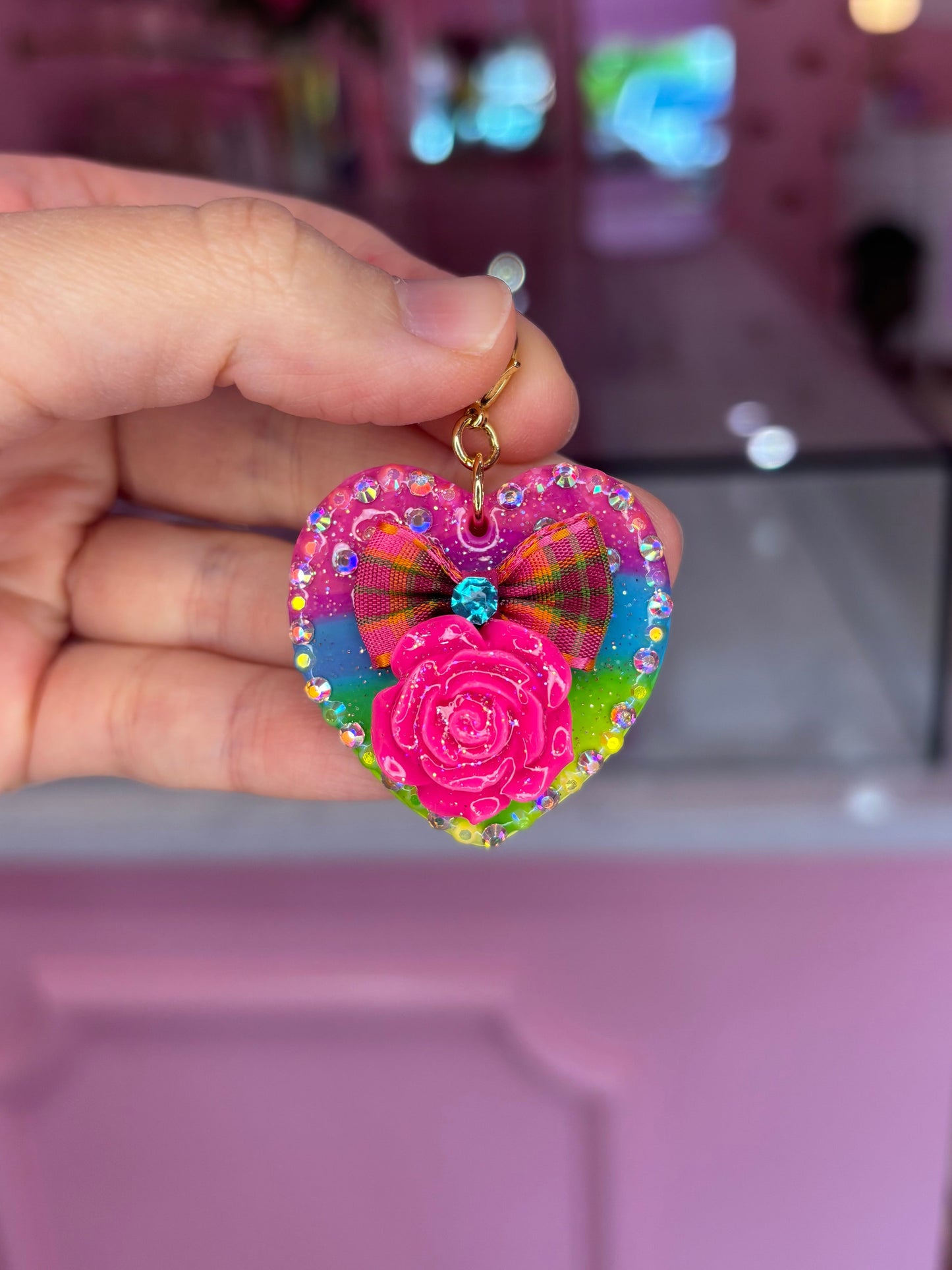 Large Rainbow Ombré Rainbow Rose Heart