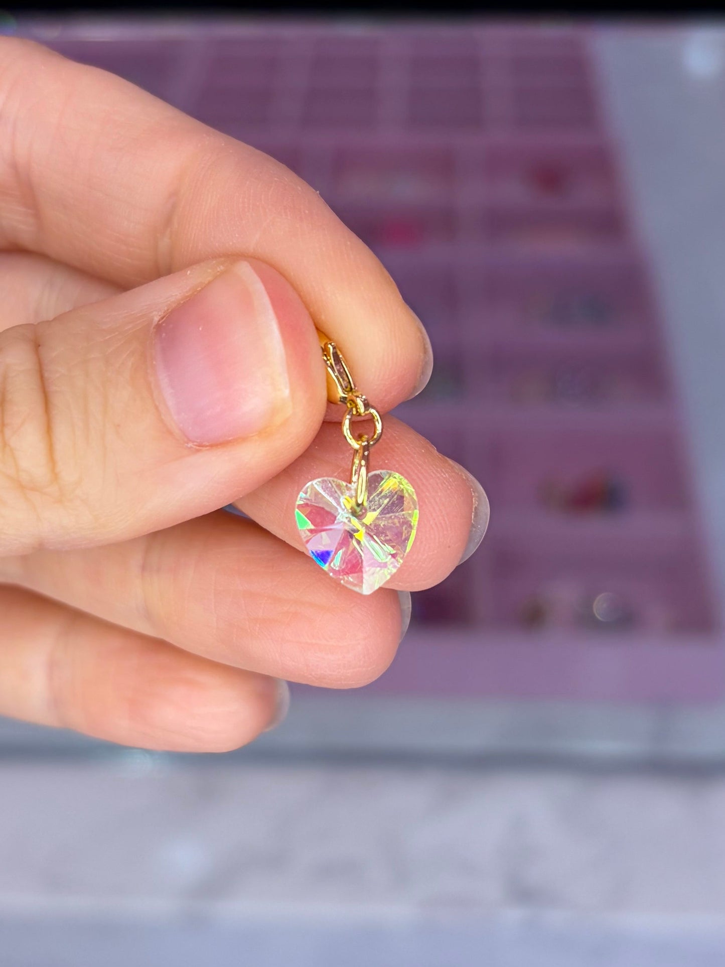 Glass Crystal Heart Charm