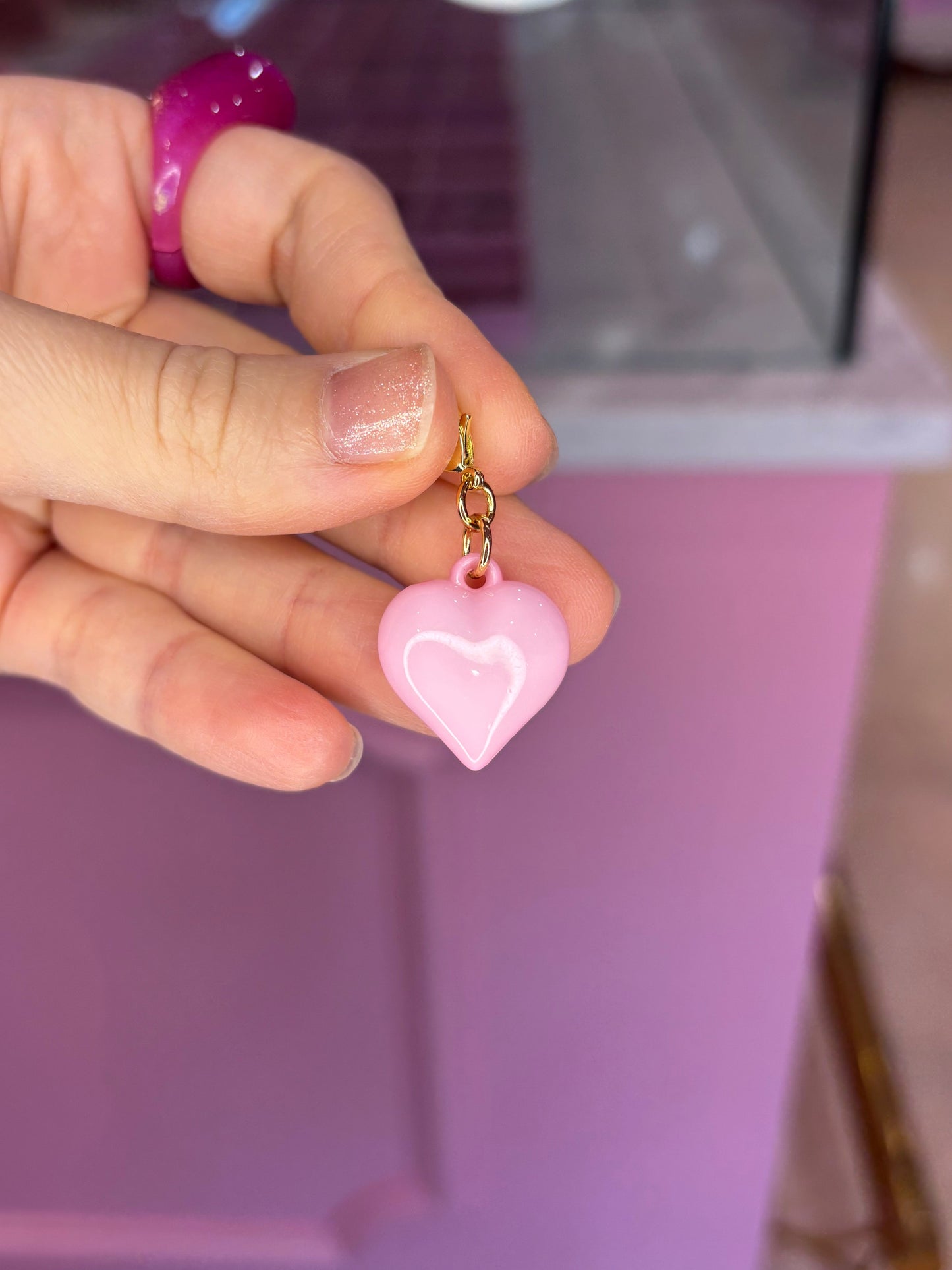 Puffy Pink Heart Charm