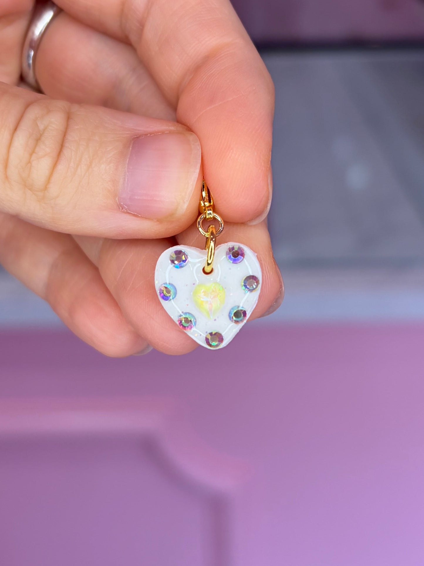 GG White Heart Charm