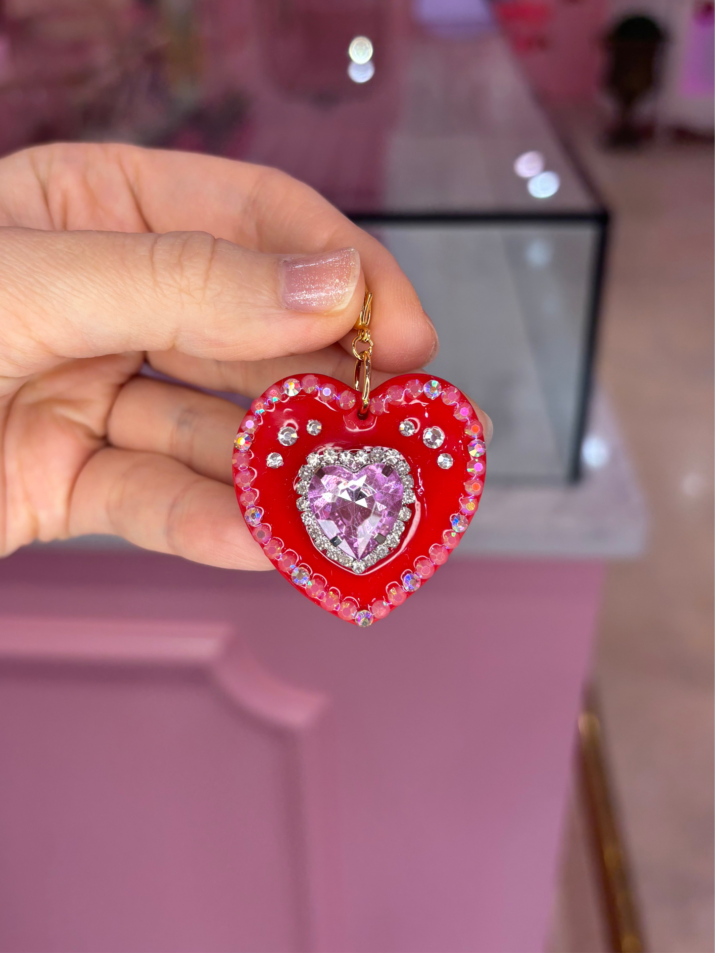 Large Red & Purple Heart Charm