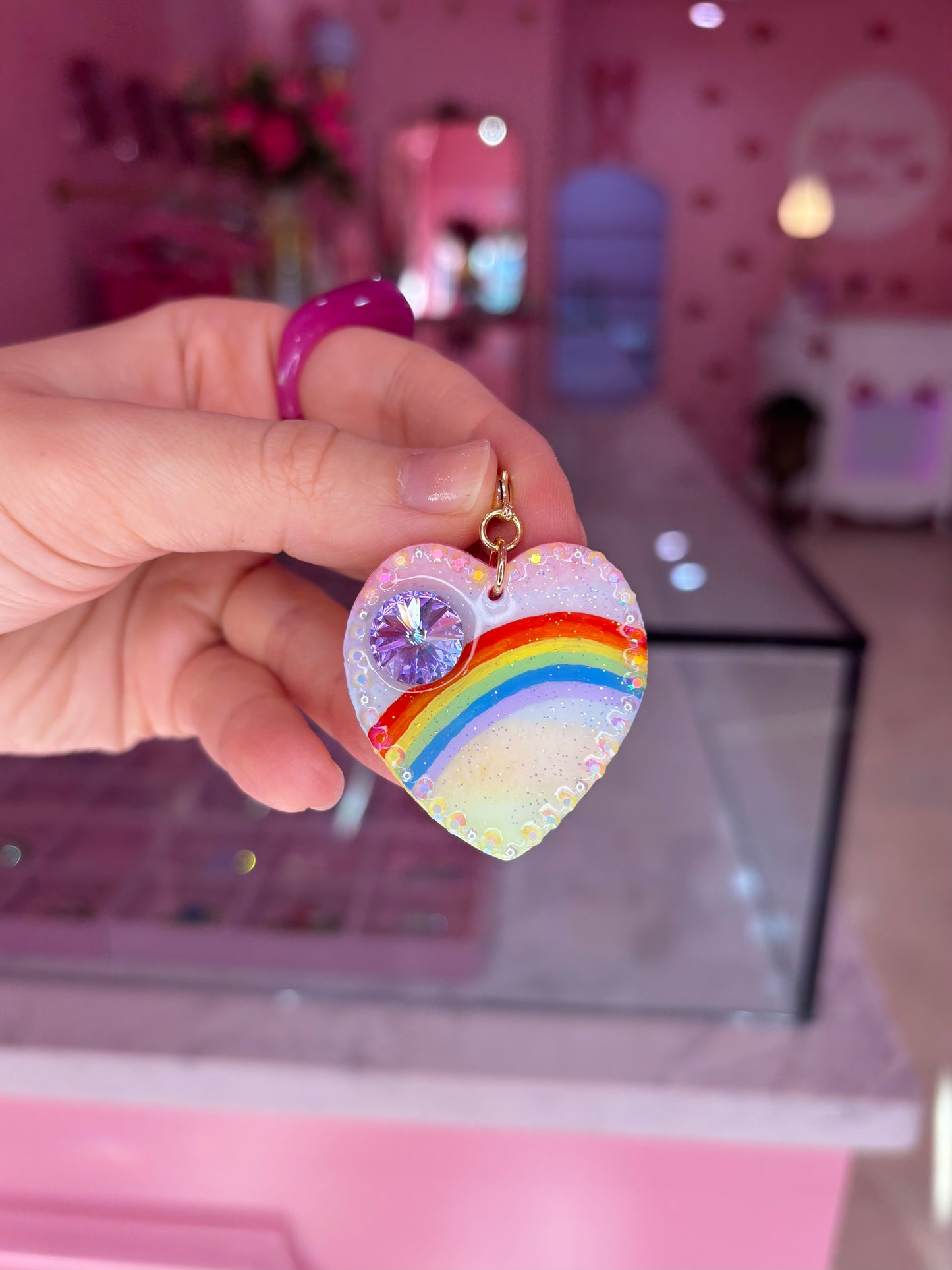 Rainbow Bridge Heart Charm