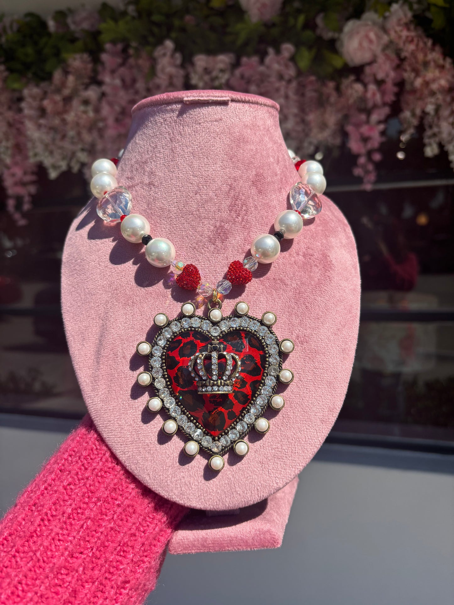 Reworked Betsey Johnson Heart Charm Necklace