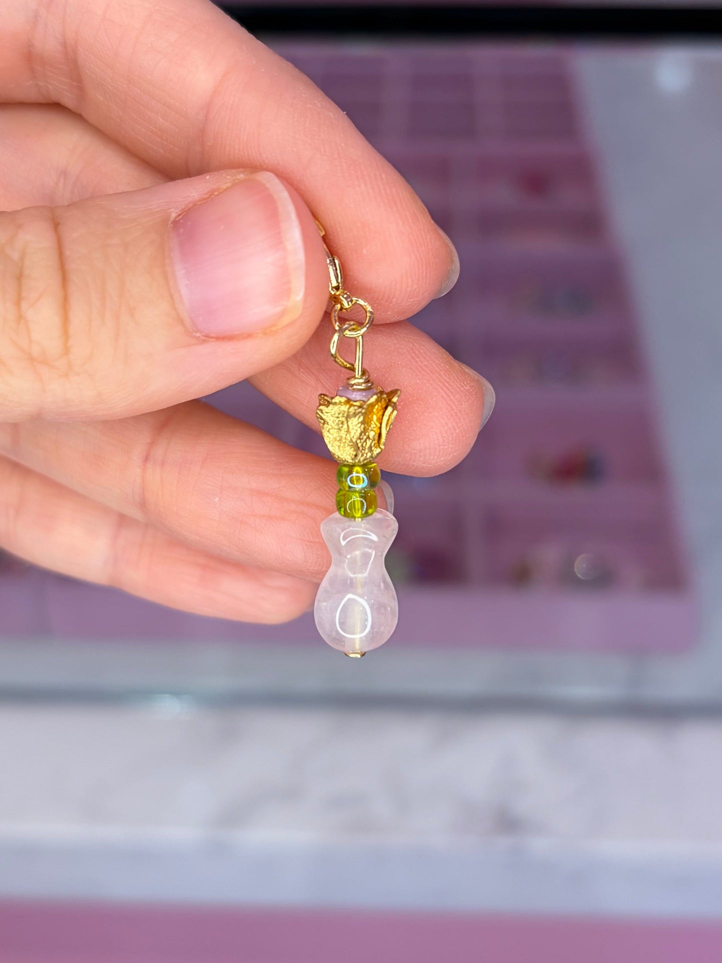 Reworked Vintage Flower in Vase Charm