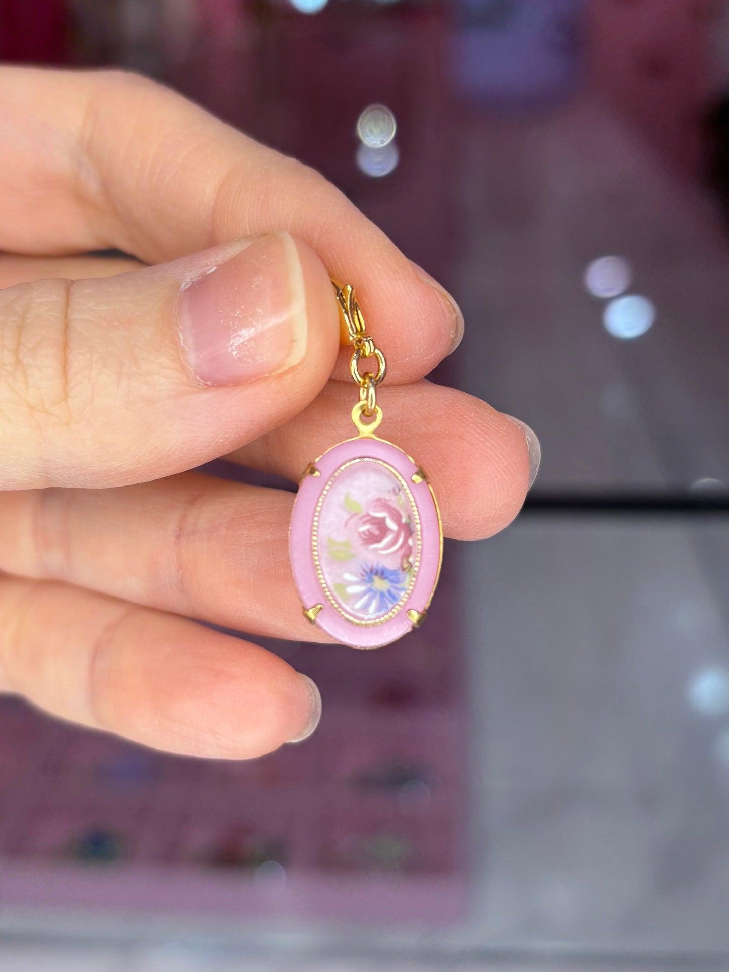 Vintage Pink Rose Charm