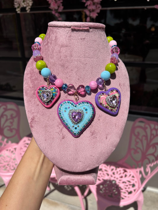 3 Hearts (Cool Tones) Necklace