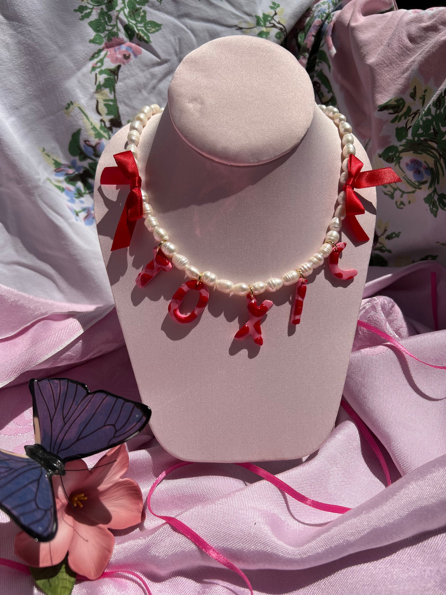 Toxic Charm & Bow Necklace