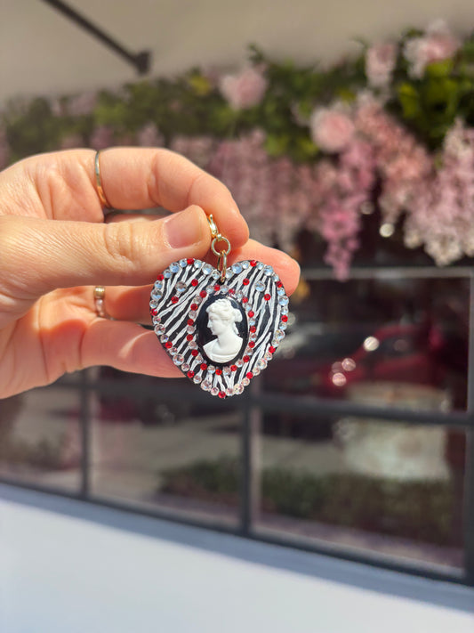 Zebra Print Heart Charm