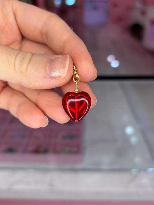 Vintage Glass Red Heart Charm