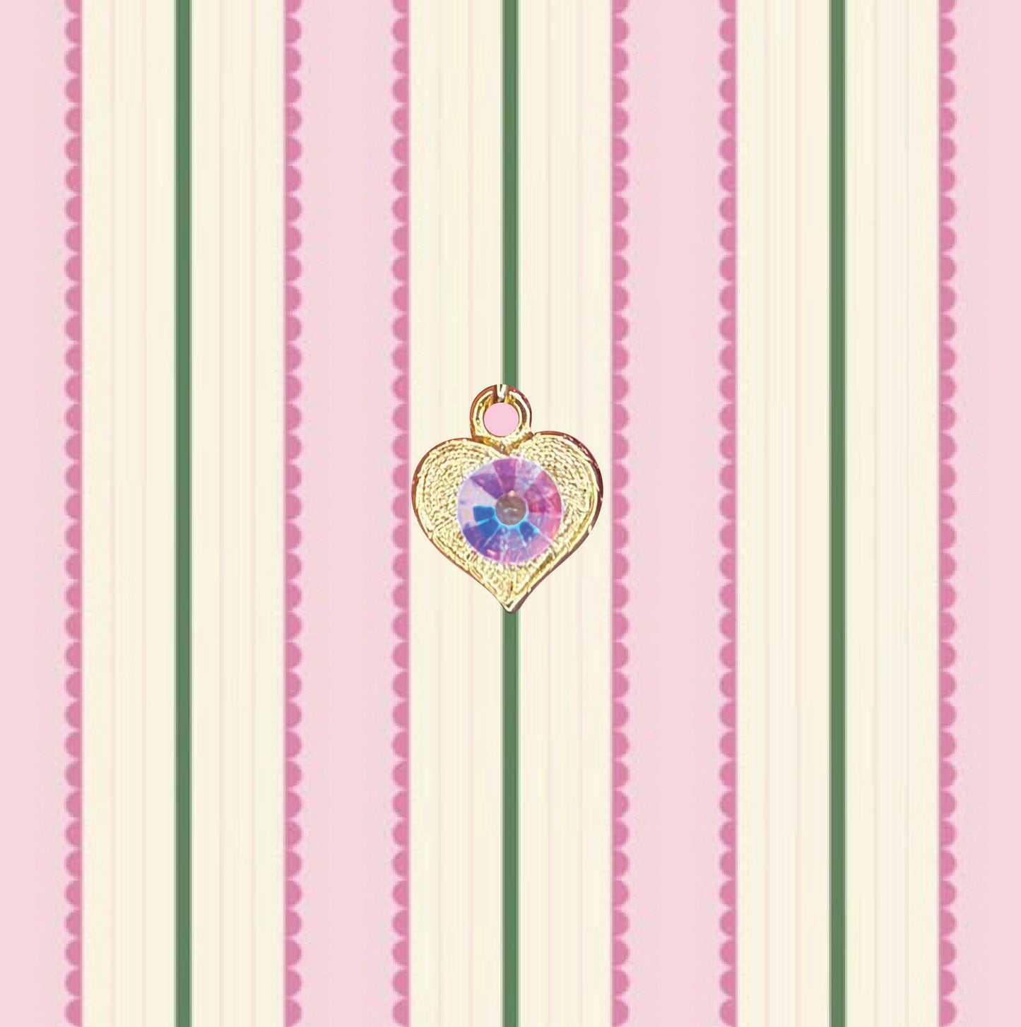 Vintage Iridescent Heart Charm