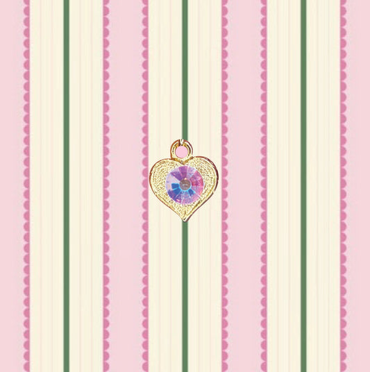 Vintage Iridescent Heart Charm