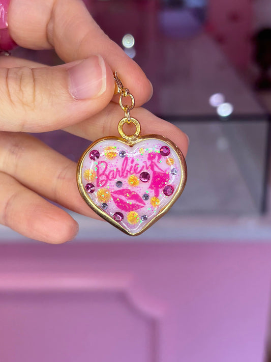 Reworked Barbie Kisses Glass Charm