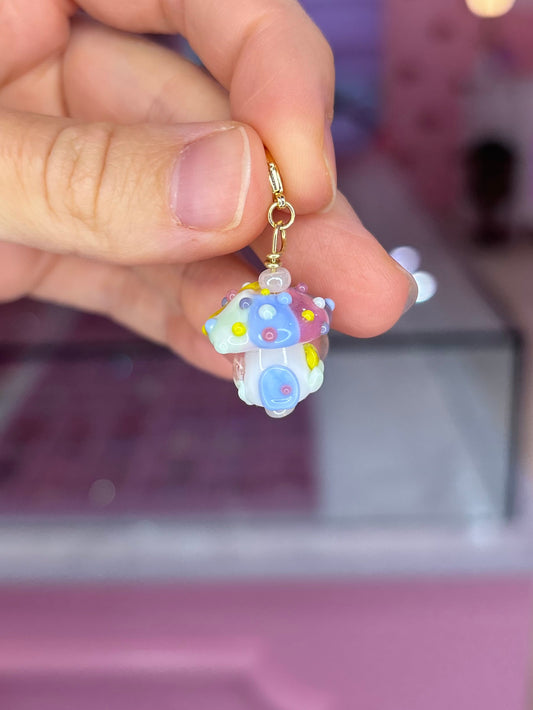 Pastel Polka Dot Mushroom House Charm