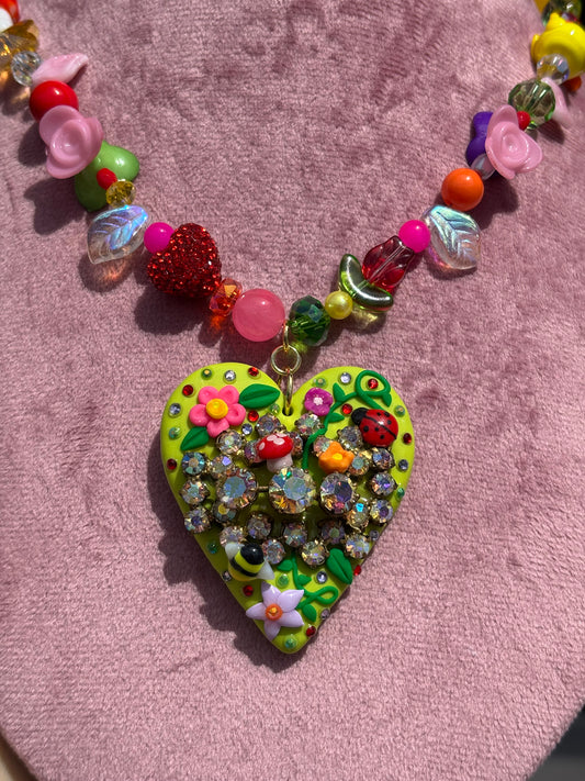 Fairy Garden Heart Charm Nekclace