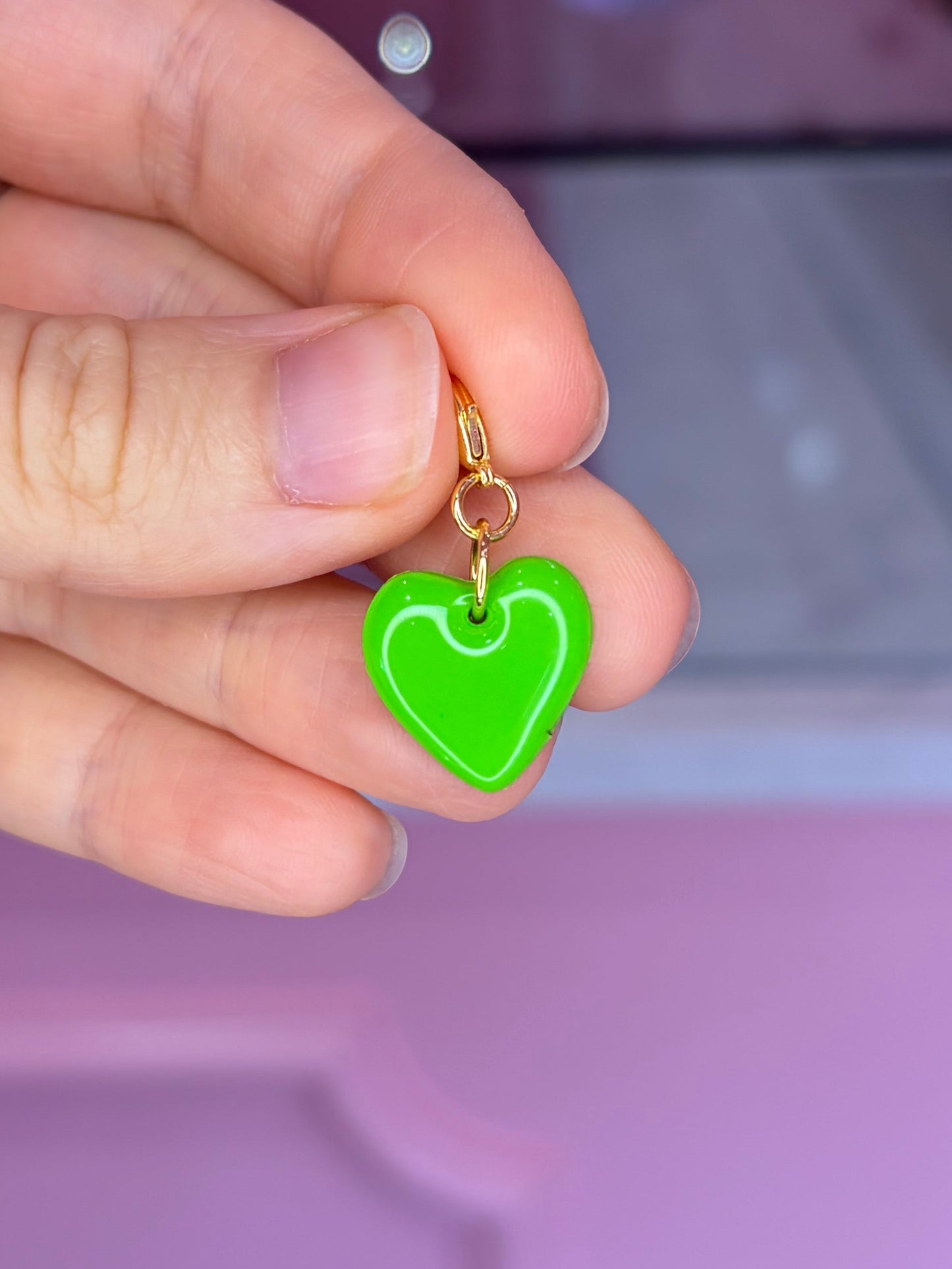 GG Handmade Neon Green Heart Charm