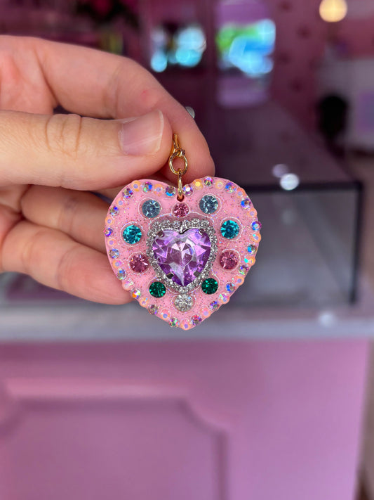 Light Pink Rainbow Rhinestone Heart