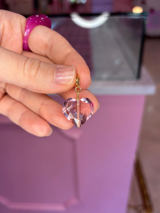 Vintage Pink Glass Heart Charm