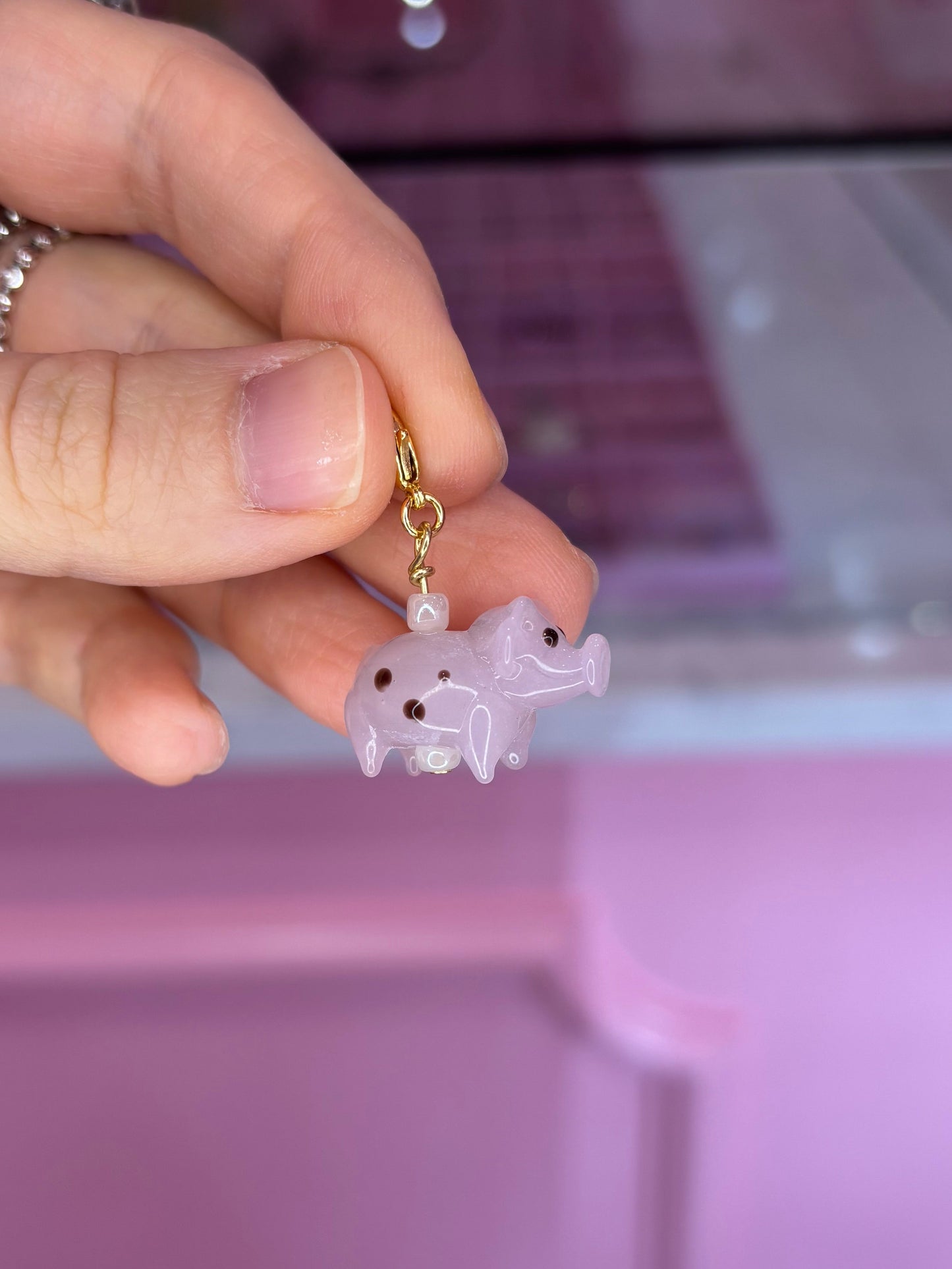 Vintage Glass Pig Charm