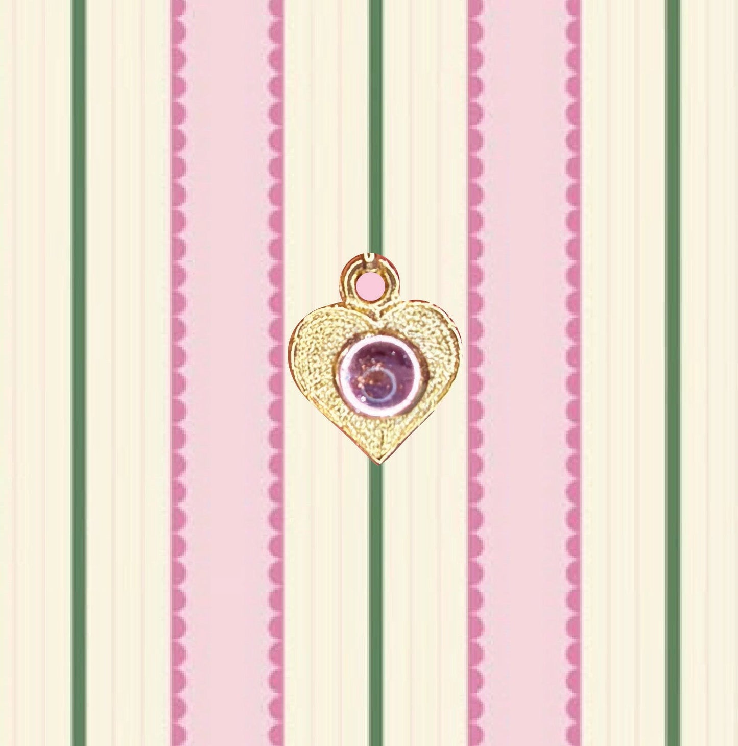 Gold Heart Charm with pink embellishment