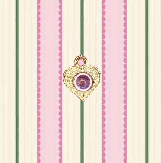 Gold Heart Charm with pink embellishment