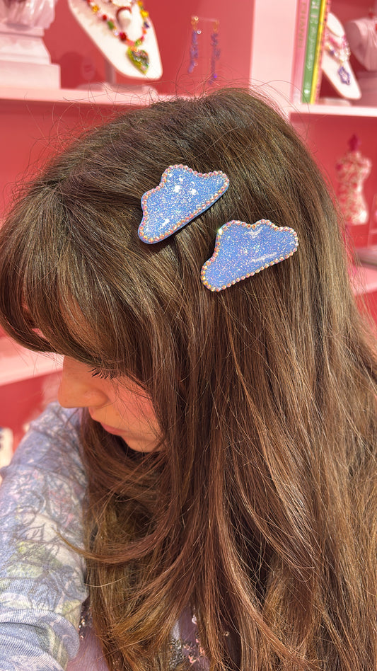 Dark Blue Cloud Hair Clip Set