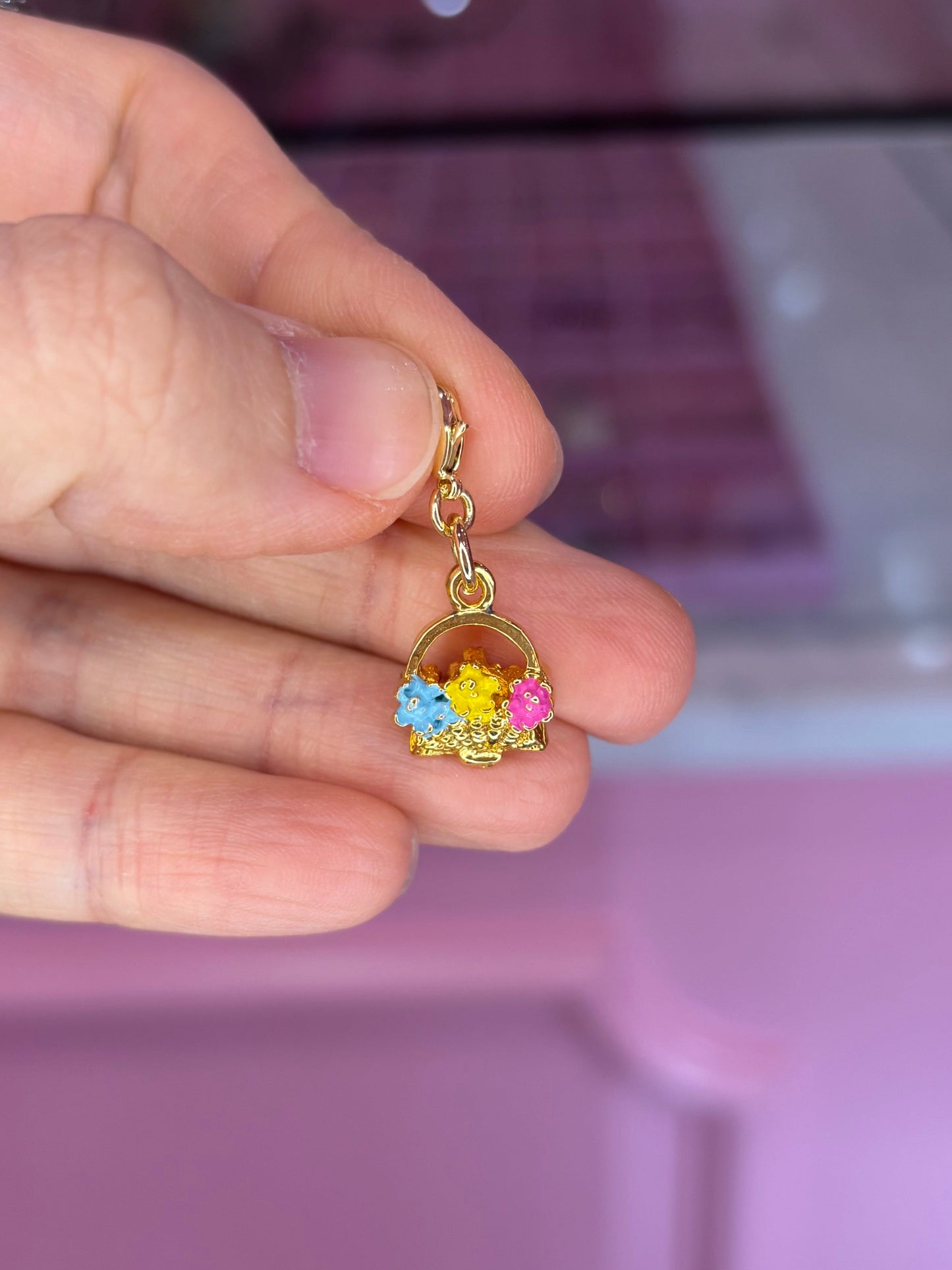 Vintage 1960s Flower Basket Charm