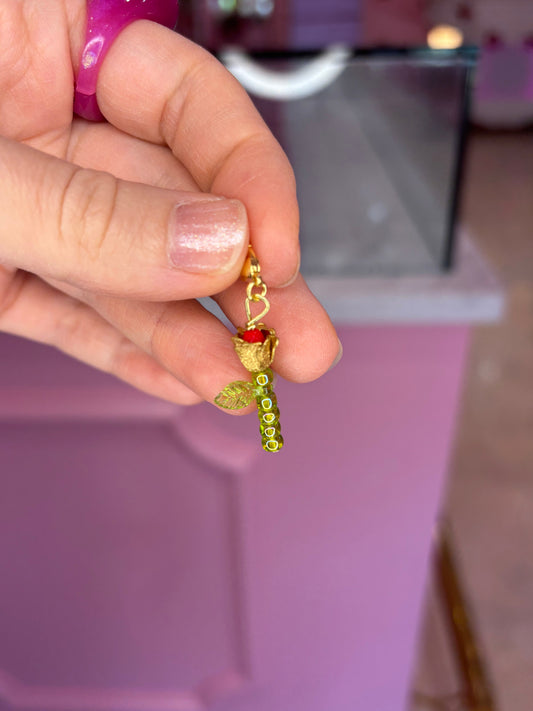 Vintage Beaded Red Rose Charm