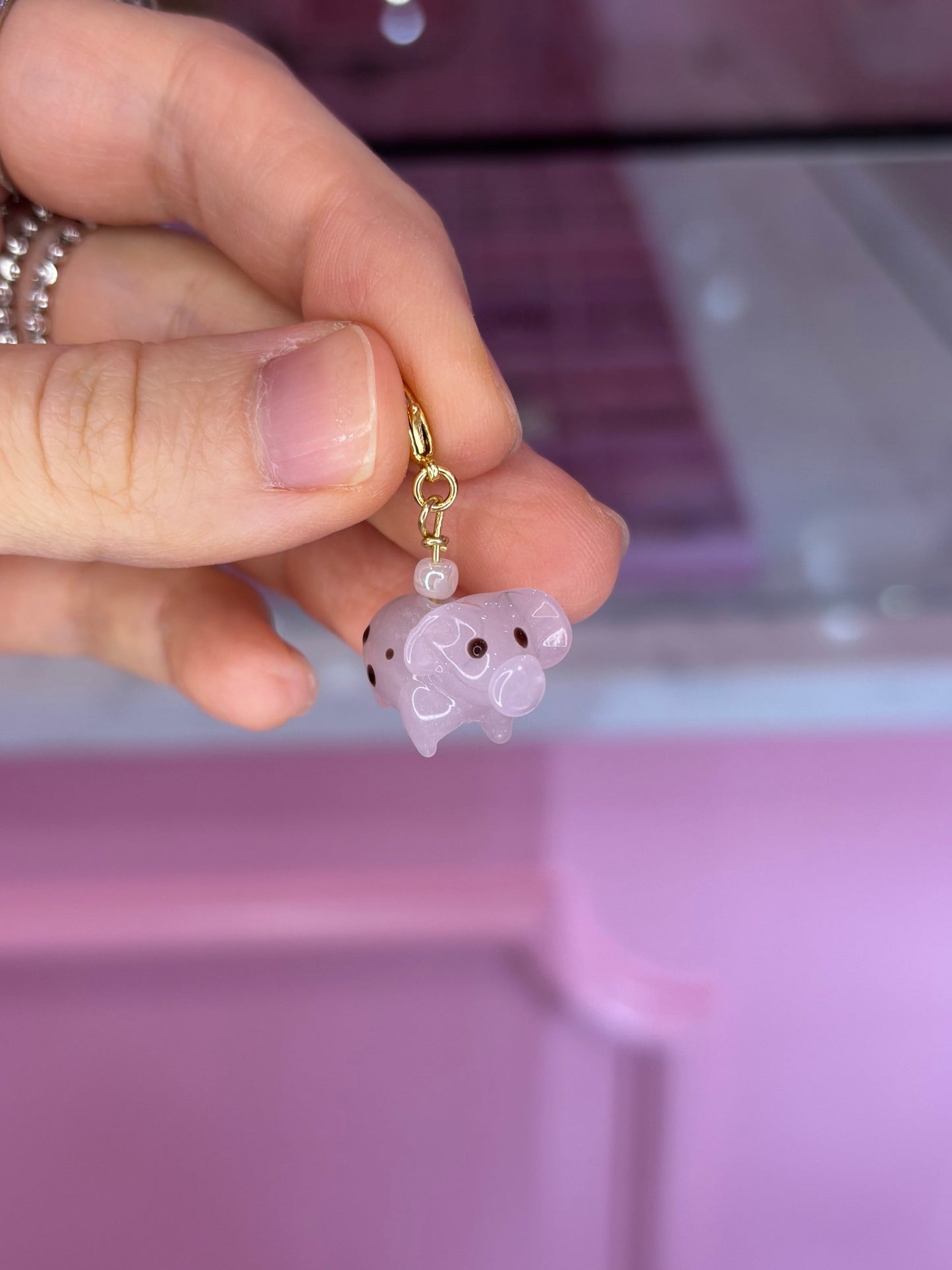 Vintage Glass Pig Charm