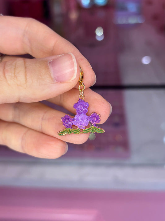 Vintage 1950s Brass Purple Flower Charm