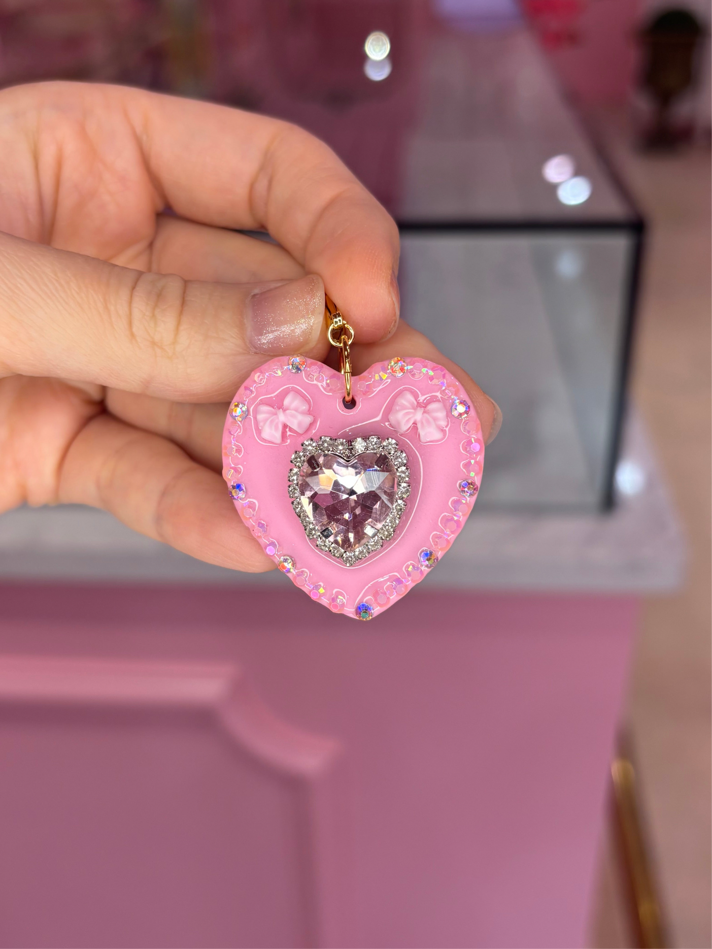 Large Bubblegum Pink Heart Charm
