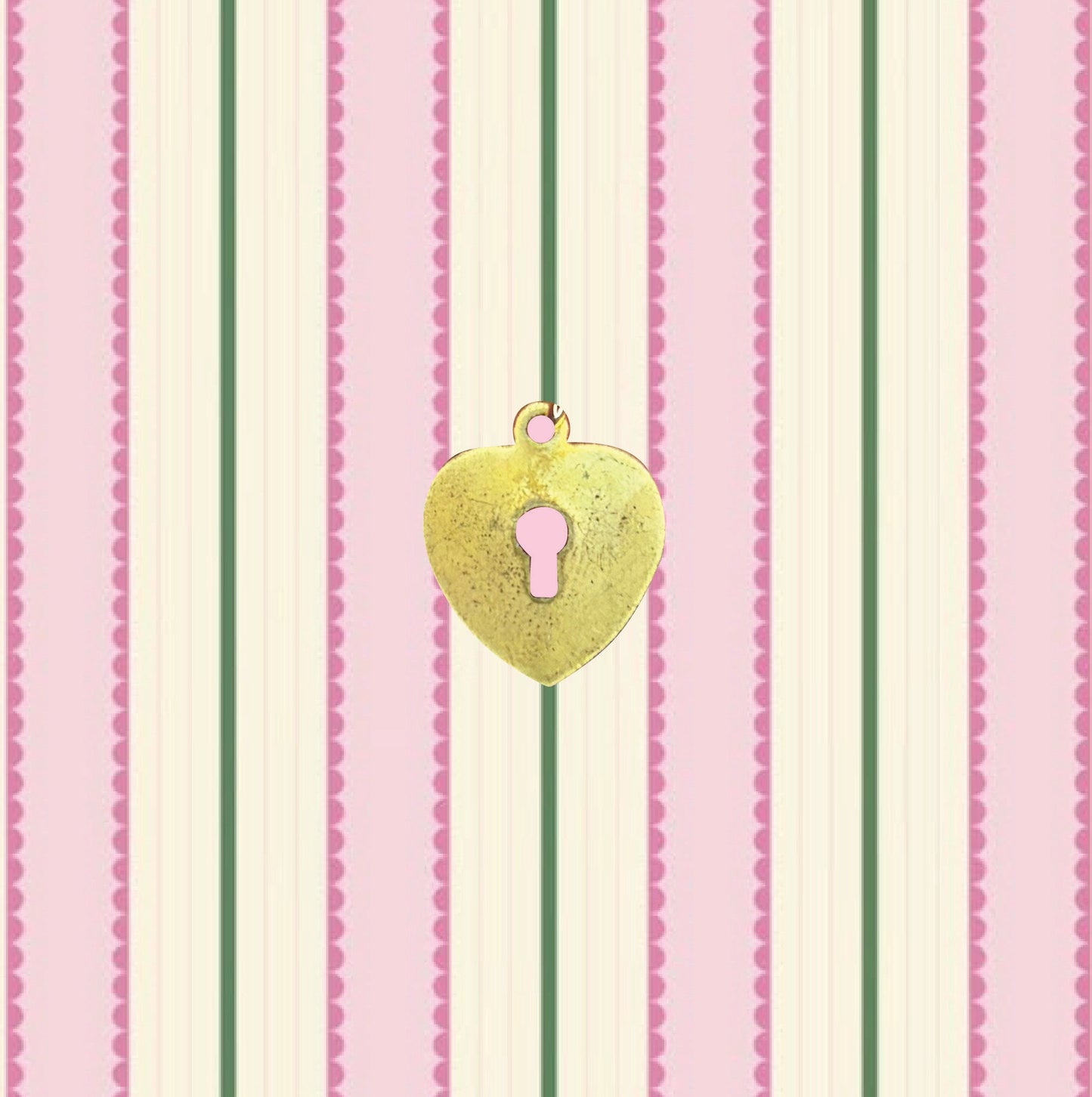 Vintage Gold Key Lock Heart Charm
