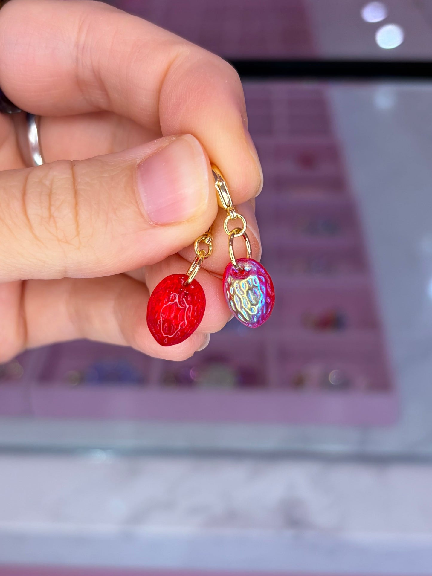 Vintage Glass Strawberry Charm