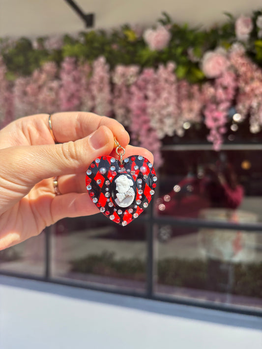 Argyle Black & Red Heart Charm