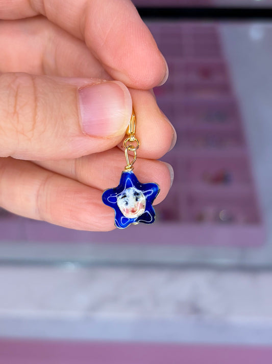 Enamel Blue Face Star Charm