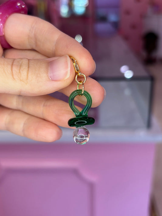 Vintage Green Murano Glass Pacifier Charm