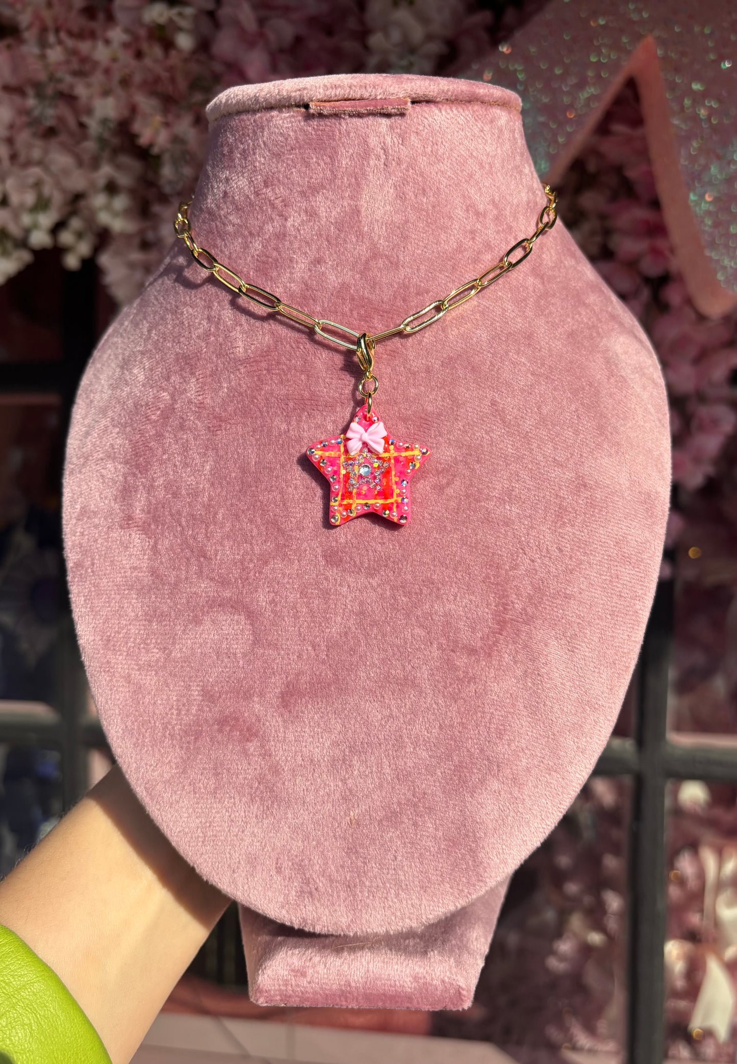 Pink Lemonade Plaid Star Charm