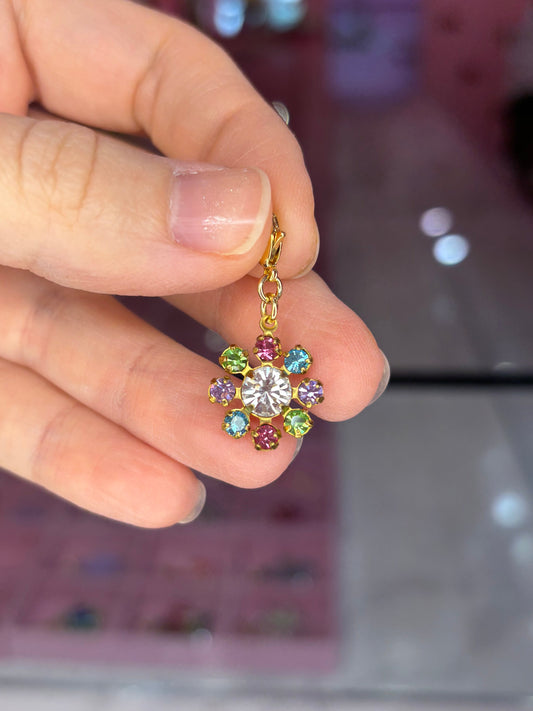 Vintage Rainbow Flower Charm