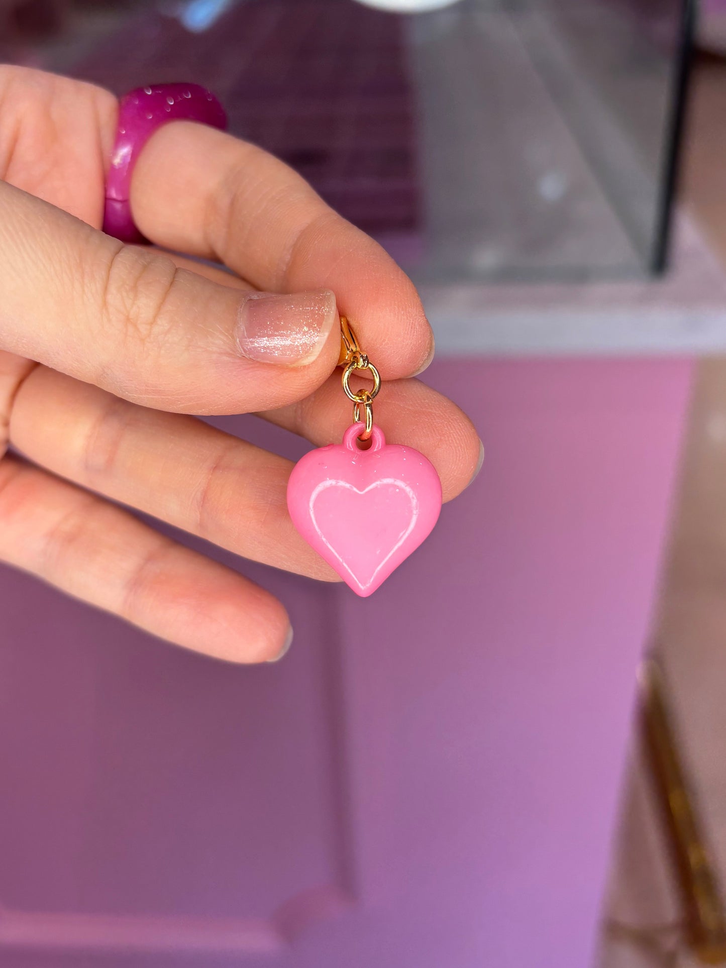 Puffy Pink Heart Charm