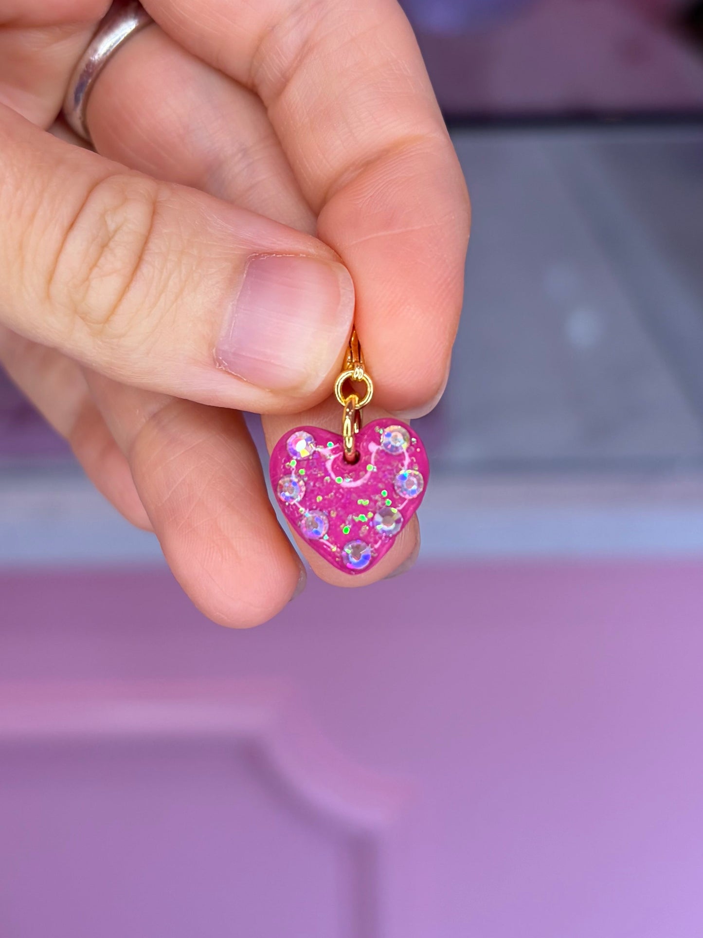 GG Handmade Magenta Heart Charm