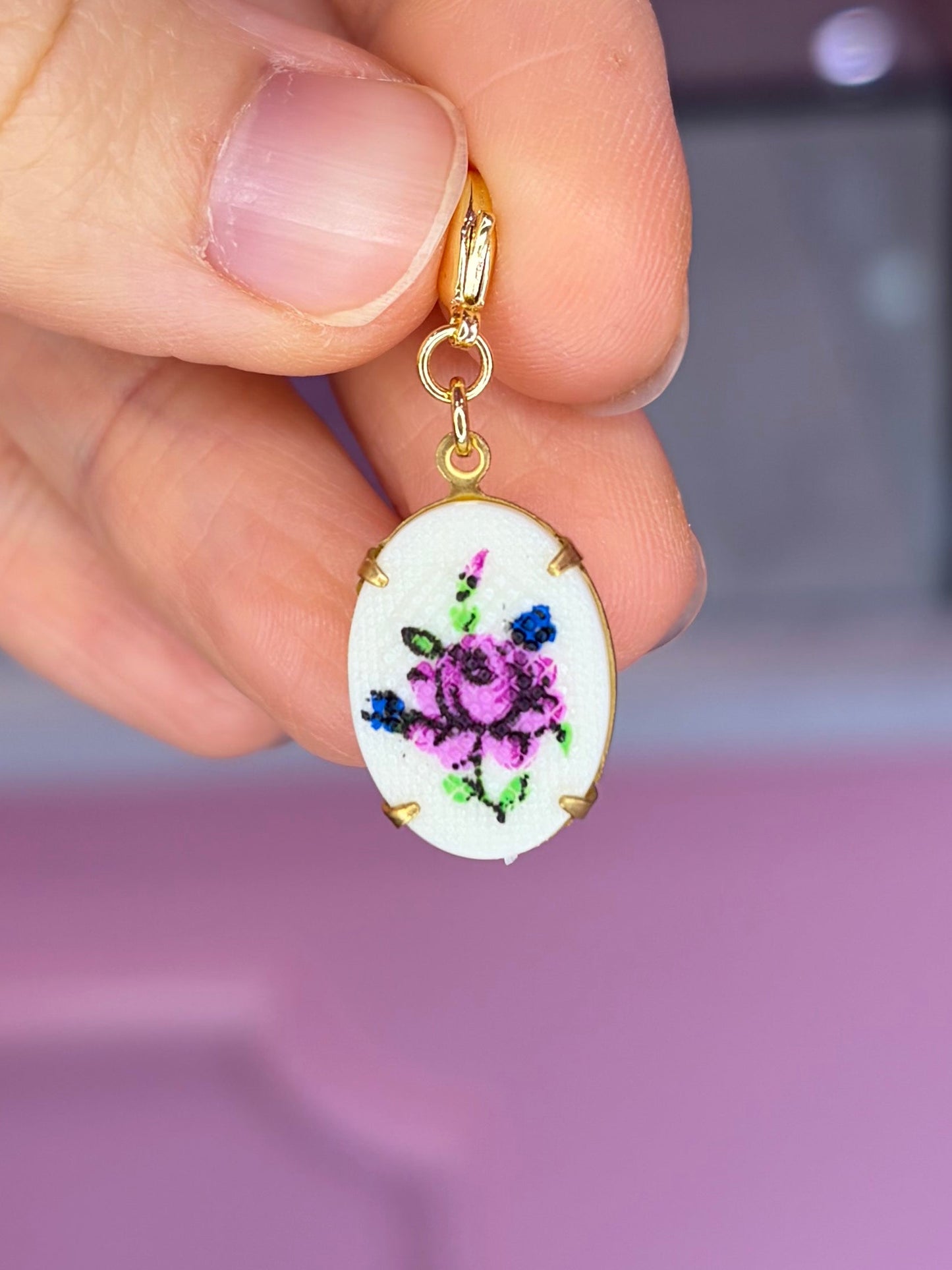 Vintage Purple Floral Charm