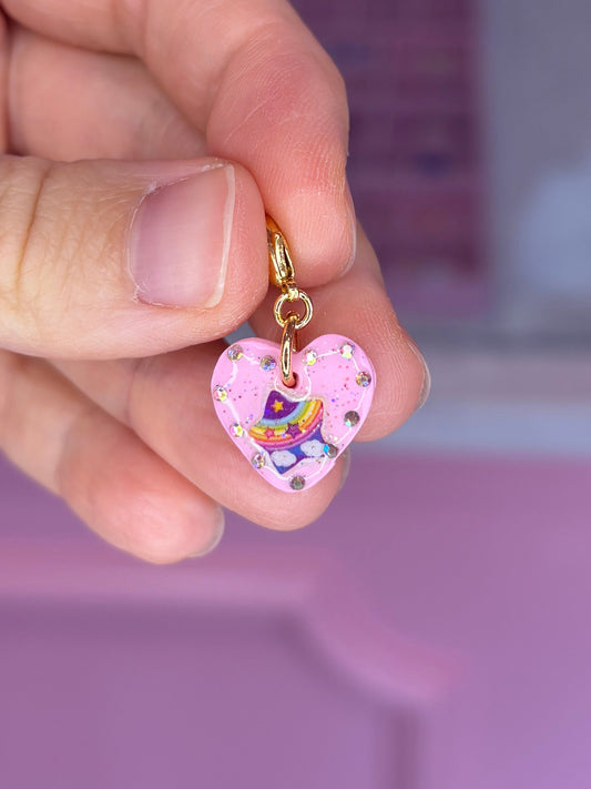 Light Pink Mini Heart with Rainbow Star