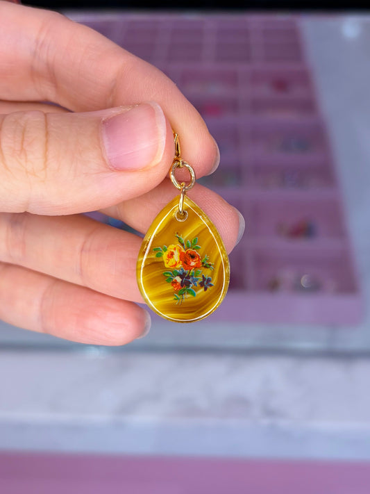 Vintage 1950s Glass Floral Charm