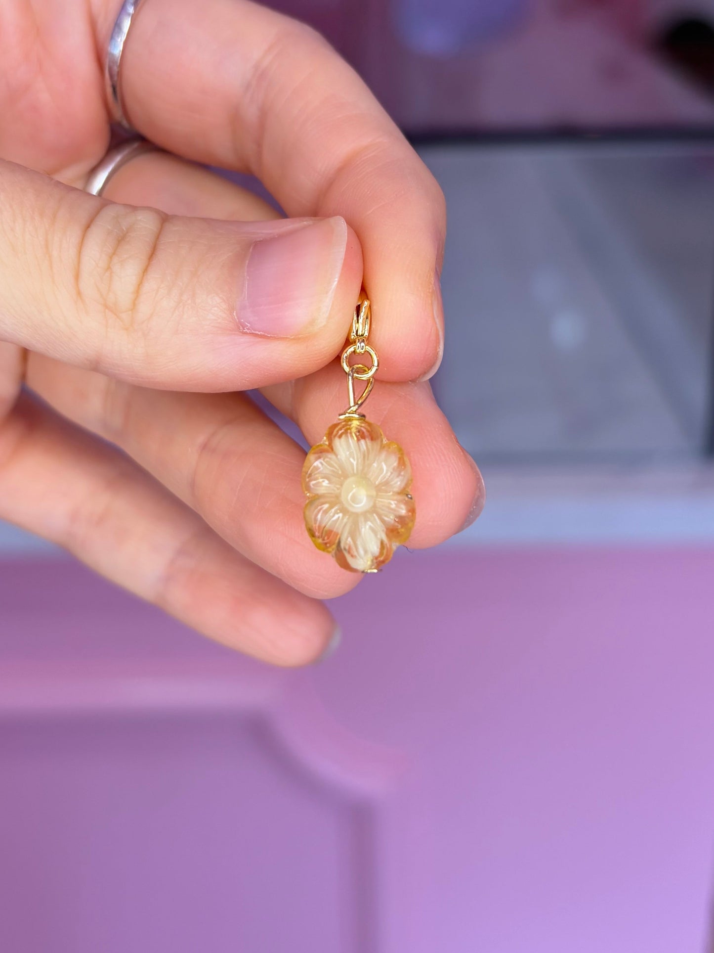 Vintage German Glass Beige Charm