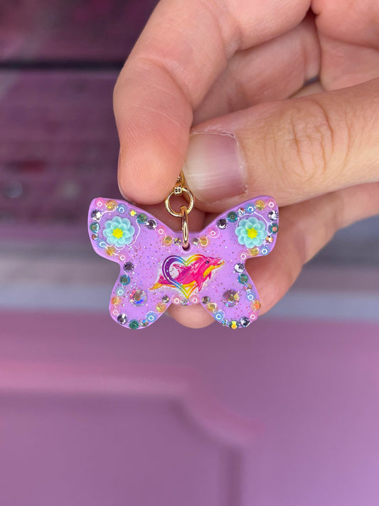Lilac Butterfly Charm with Dolphin