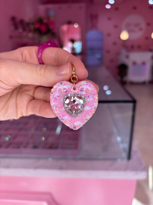 Pink Cloud Puff Heart Charm
