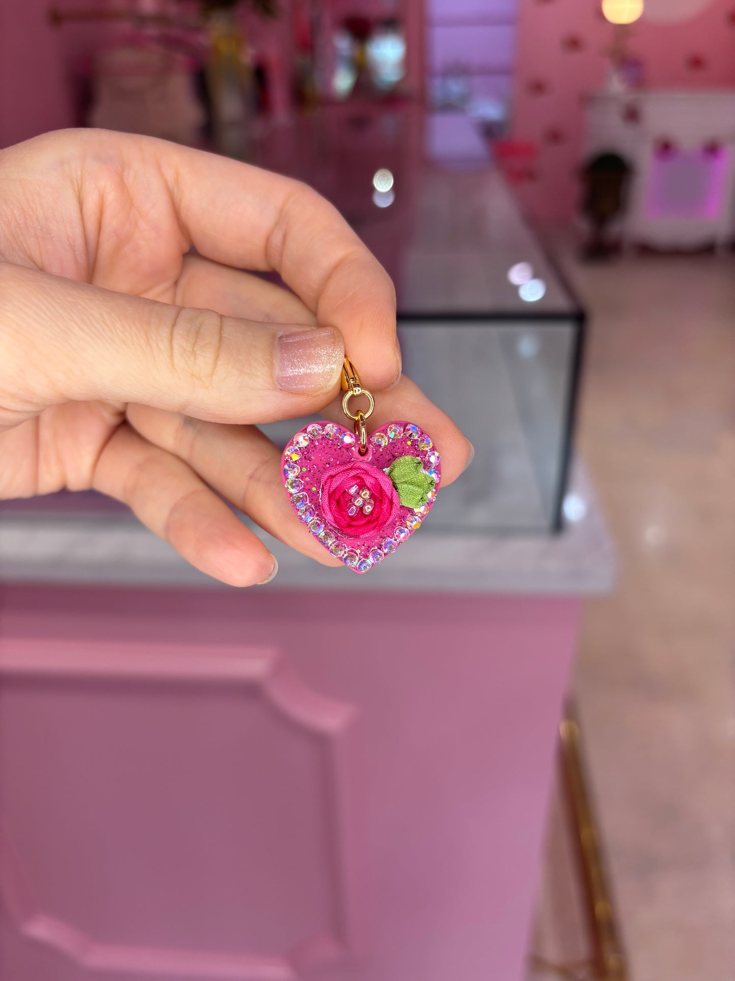 Medium Rose Heart Charm