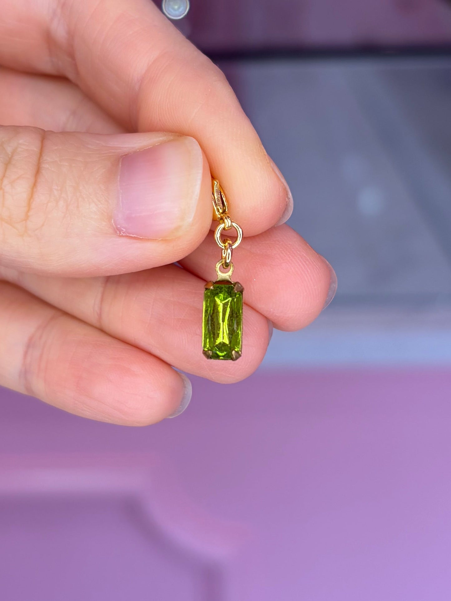 Vintage Green Stone Charm